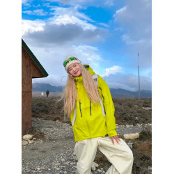 戶外川西多巴胺螢光綠沖鋒衣外套女春秋季新款防風防水亮色登山服