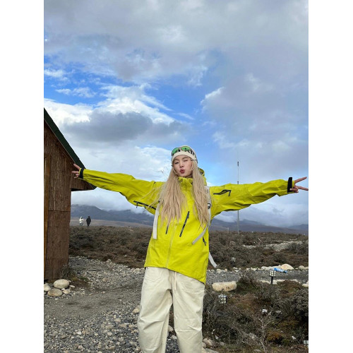 戶外川西多巴胺螢光綠沖鋒衣外套女春秋季新款防風防水亮色登山服
