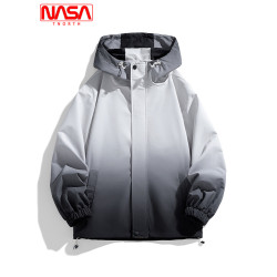 NASA聯名漸變色沖鋒衣外套男女春秋季2025新款連帽休閒防水夾克潮
