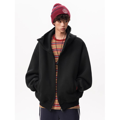 潮牌美式加絨空氣層連帽衛衣男女秋季重磅寬松雙拉鍊開衫情侶外套 潮牌美式加絨空氣層連帽衛衣男女秋季重磅寬松雙拉鍊開衫情侶外套