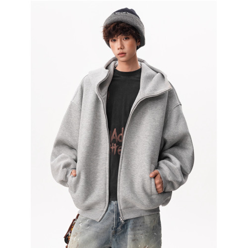 潮牌美式加絨空氣層連帽衛衣男女秋季重磅寬松雙拉鍊開衫情侶外套 潮牌美式加絨空氣層連帽衛衣男女秋季重磅寬松雙拉鍊開衫情侶外套