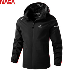 NASA大紅色本命年男裝夾克外套紅沖鋒衣加肥加大碼8XL6胖子潮