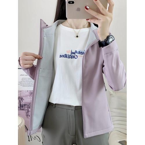 2025新款薄絨軟殼衣沖鋒衣女款戶外防風防水登山服外套連帽上衣 2025新款薄絨軟殼衣沖鋒衣女款戶外防風防水登山服外套連帽上衣