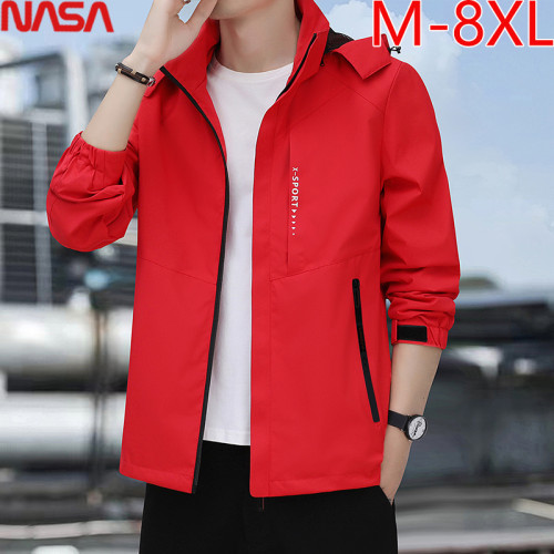 NASA紅大紅色本命年男士外套沖鋒衣夾克加肥加大碼胖子潮8XL7 NASA紅大紅色本命年男士外套沖鋒衣夾克加肥加大碼胖子潮8XL7