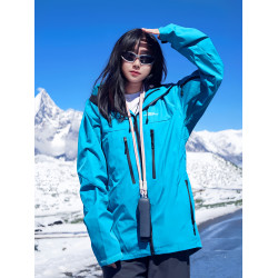 KSKM藍色沖鋒衣女款2025新款戶外三合一防風防水徒步登山滑雪服服