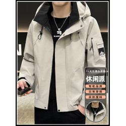 沖鋒衣外套男士春秋款防風衣防水秋季休閒戶外運動工裝夾克登山服