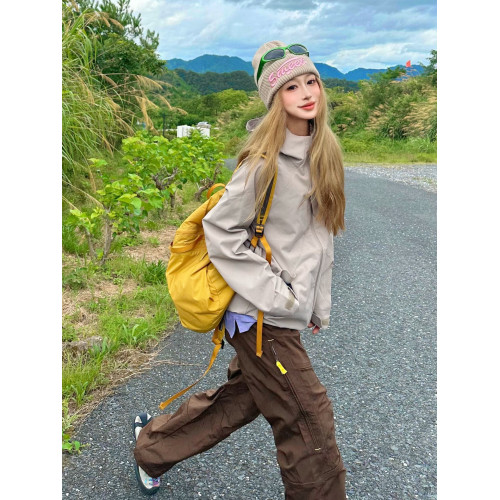 軟殼戶外防水運動爬山潮牌工裝沖鋒衣女2025新款秋款時尚夾克外套 軟殼戶外防水運動爬山潮牌工裝沖鋒衣女2025新款秋款時尚夾克外套