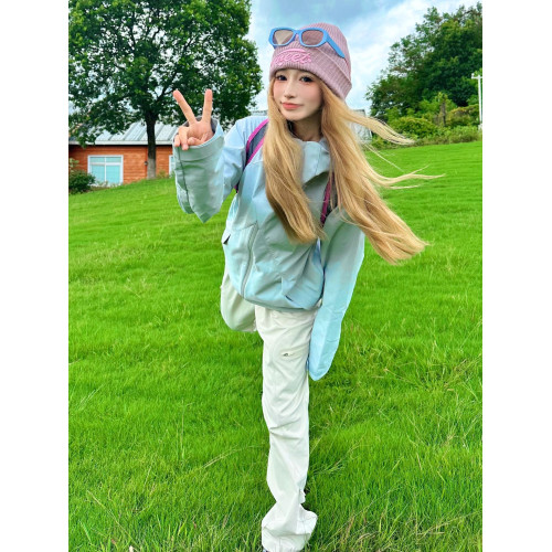 軟殼戶外防水運動爬山潮牌工裝沖鋒衣女2025新款秋款時尚夾克外套 軟殼戶外防水運動爬山潮牌工裝沖鋒衣女2025新款秋款時尚夾克外套