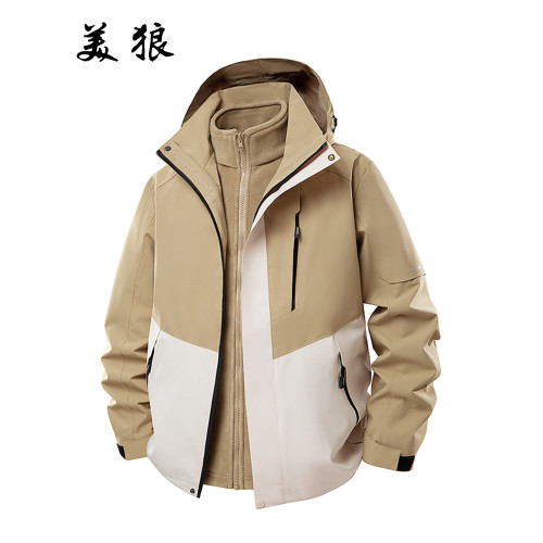 戶外水貂絨三合一沖鋒衣保暖兩件套防水登山服透氣工作服刺綉 戶外水貂絨三合一沖鋒衣保暖兩件套防水登山服透氣工作服刺綉