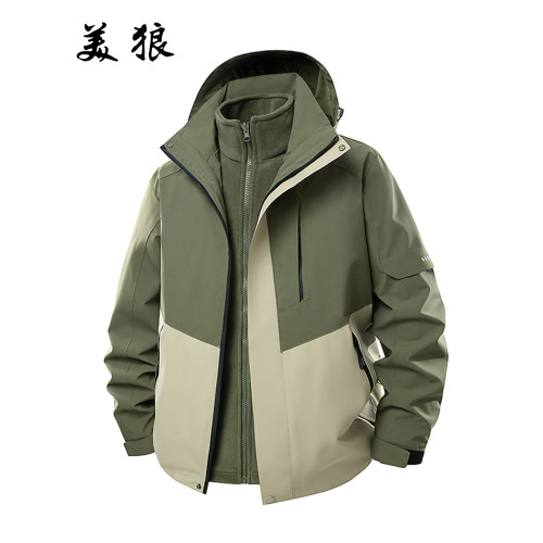 戶外水貂絨三合一沖鋒衣保暖兩件套防水登山服透氣工作服刺綉 戶外水貂絨三合一沖鋒衣保暖兩件套防水登山服透氣工作服刺綉