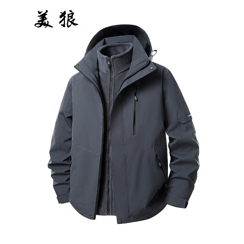 戶外水貂絨三合一沖鋒衣保暖兩件套防水登山服透氣工作服刺綉 戶外水貂絨三合一沖鋒衣保暖兩件套防水登山服透氣工作服刺綉