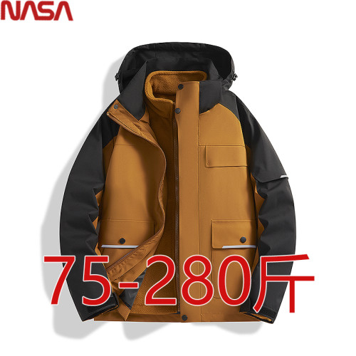 NASA加肥加大碼沖鋒衣外套男冬季胖子三合一可拆卸活裡活麵兩件套 NASA加肥加大碼沖鋒衣外套男冬季胖子三合一可拆卸活裡活麵兩件套