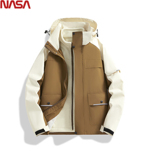 NASA加肥加大碼沖鋒衣外套男冬季胖子三合一可拆卸活裡活麵兩件套 NASA加肥加大碼沖鋒衣外套男冬季胖子三合一可拆卸活裡活麵兩件套