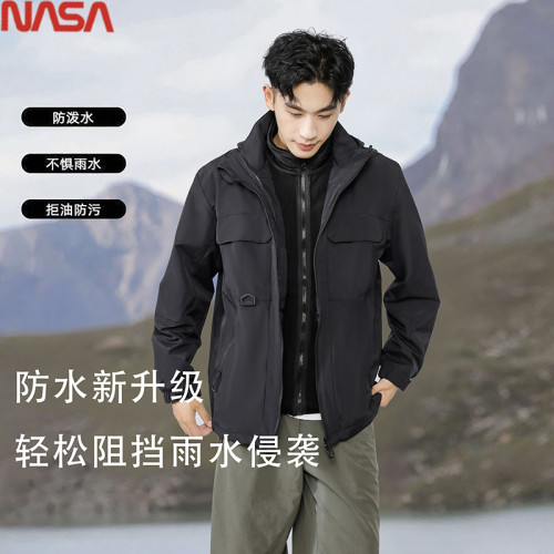 NASA紅大紅色本命年馬男士夾克外套2025秋冬季新款加絨沖鋒衣 NASA紅大紅色本命年馬男士夾克外套2025秋冬季新款加絨沖鋒衣