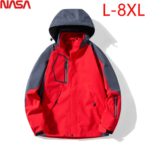 NASA男士沖鋒衣三合一加絨內膽可拆卸加肥加大碼男裝外套300斤8XL NASA男士沖鋒衣三合一加絨內膽可拆卸加肥加大碼男裝外套300斤8XL