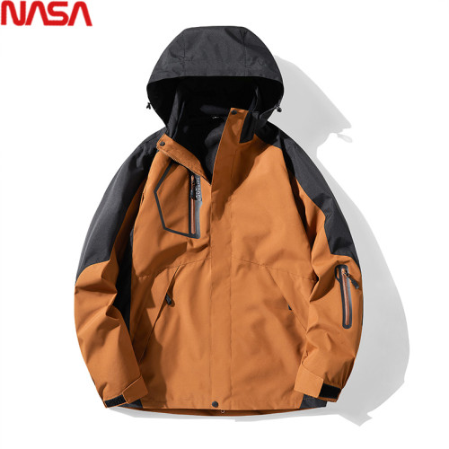 NASA男士沖鋒衣三合一加絨內膽可拆卸加肥加大碼男裝外套300斤8XL NASA男士沖鋒衣三合一加絨內膽可拆卸加肥加大碼男裝外套300斤8XL