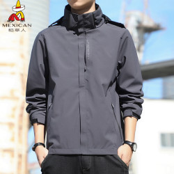 稻草人戶外防風防水沖鋒衣男士可拆卸連帽外套潮流迷彩休閒夾克男