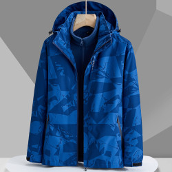 秋冬沖鋒衣男三合一兩件套加厚加絨可拆卸內膽迷彩登山服女防風潮