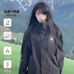 官方沖鋒衣女三合一可拆卸戶外進藏登山服男士防風防水加絨外套