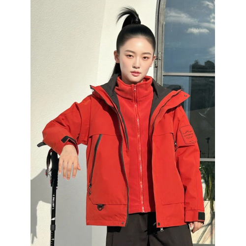 戶外螢光綠沖鋒衣女三合一可拆卸外套防風防水加絨加厚保暖登山服 戶外螢光綠沖鋒衣女三合一可拆卸外套防風防水加絨加厚保暖登山服