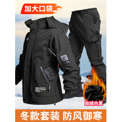 全棉純棉秋冬季加絨防水沖鋒衣抗風保暖軟殼作戰服釣魚騎行保暖勞