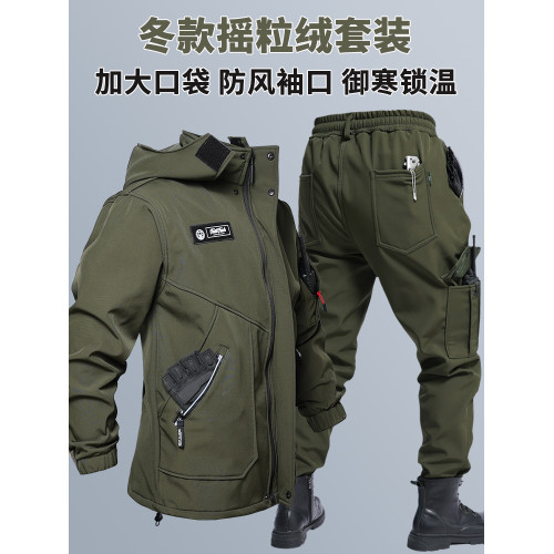 全棉純棉秋冬季加絨防水沖鋒衣抗風保暖軟殼作戰服釣魚騎行保暖勞 全棉純棉秋冬季加絨防水沖鋒衣抗風保暖軟殼作戰服釣魚騎行保暖勞