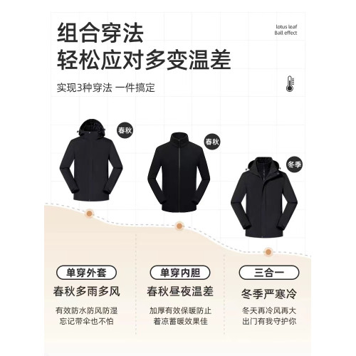 NASA沖鋒衣男女外套戶外三合一可拆卸防風防水春秋新三防夾克男款 NASA沖鋒衣男女外套戶外三合一可拆卸防風防水春秋新三防夾克男款