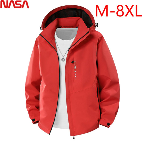 NASA大紅色本命年男士沖鋒衣夾克外套加肥加大碼春秋季胖子紅 NASA大紅色本命年男士沖鋒衣夾克外套加肥加大碼春秋季胖子紅