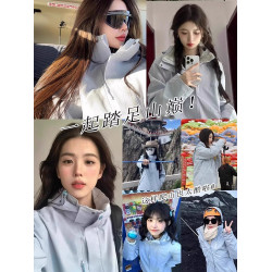 全棉純棉粉色沖鋒衣女款2025新款春秋季三合一小個子初春防風超好