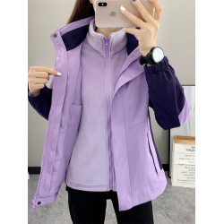 全棉純棉2025新款春秋冬沖鋒衣男女三合一可拆卸小個子登山服防風