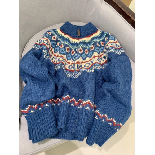 費爾島秋冬毛衣外套女立領拉鍊內搭2025春款新款復古外搭針織開衫