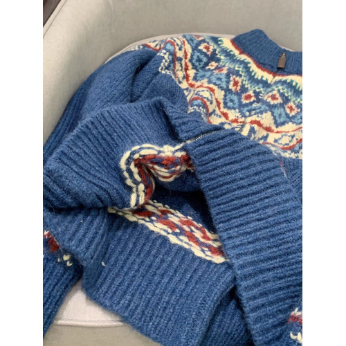 費爾島秋冬毛衣外套女立領拉鍊內搭2025春款新款復古外搭針織開衫