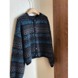 復古提花費爾島毛衣外套女秋冬設計感針織開衫小個子寬松短款上衣