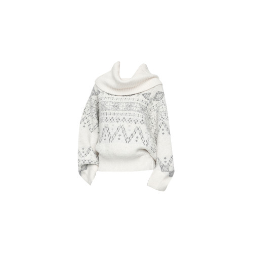 MoXiuYi STUD【】「遠島輕歌」高領一字領費爾島混紡提花毛衣 MoXiuYi STUD【】「遠島輕歌」高領一字領費爾島混紡提花毛衣