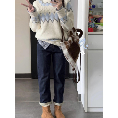 費爾島慵懶風套頭白色毛衣女春春秋2025新款深秋初冬韓系針織上衣 費爾島慵懶風套頭白色毛衣女春春秋2025新款深秋初冬韓系針織上衣