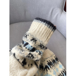 高級感復古提花圓領針織開衫女秋冬加厚單排釦寬松費爾島毛衣外套