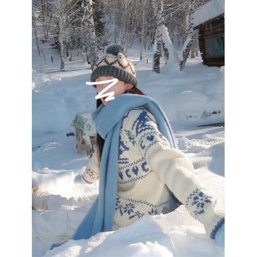 白色費爾島毛衣外套女秋冬季2025新款慵懶高級感寬松加厚針織開衫 白色費爾島毛衣外套女秋冬季2025新款慵懶高級感寬松加厚針織開衫