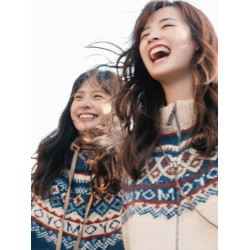 日系慵懶學院風高領毛衣外套女秋冬費爾島氛圍感穿搭顯白針織開衫