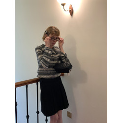 silvernorthlake銀湖 秋冬復古費爾島娃娃領開衫條紋針織短款外套