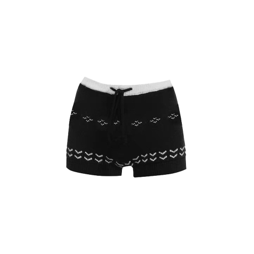 TONGAABB美式辣妹費爾島針織提花短褲女冬百搭修身顯瘦毛線休閒褲 TONGAABB美式辣妹費爾島針織提花短褲女冬百搭修身顯瘦毛線休閒褲