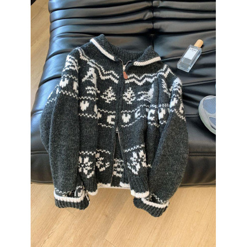 廣州十三行爆款~復古費爾島聖誕樹毛衣寬松針織開衫外套女秋冬 廣州十三行爆款~復古費爾島聖誕樹毛衣寬松針織開衫外套女秋冬