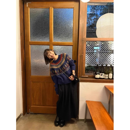 灰色費爾島針織馬海毛提花毛衣女秋冬季聖誕韓系穿搭寬松慵懶上衣 灰色費爾島針織馬海毛提花毛衣女秋冬季聖誕韓系穿搭寬松慵懶上衣