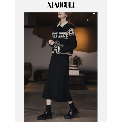 小穀粒費爾島毛衣 氛圍感撞色小狗針織衫女秋冬新款復古百搭上衣