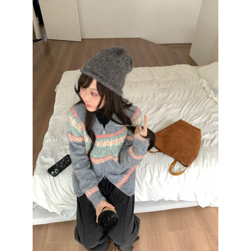 特不退  羊絨混紡 費爾島提花針織衫毛衣0.55KG