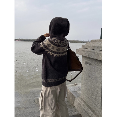 川川也美式重磅費爾島加厚連帽毛衣開衫外套男女秋冬新款針織上衣 川川也美式重磅費爾島加厚連帽毛衣開衫外套男女秋冬新款針織上衣