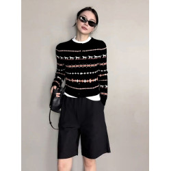 2026韓系早春氛圍感穿搭慵嬾高級感小狗羊毛衫黑色費爾島針織開衫