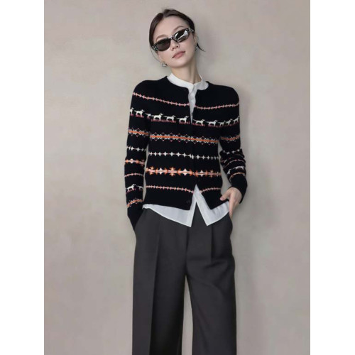 2026韓系早春氛圍感穿搭慵嬾高級感小狗羊毛衫黑色費爾島針織開衫