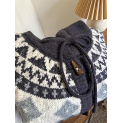 2024春秋新款費爾島古著牛角釦針織開衫毛衣女寬松加厚外套上衣冬