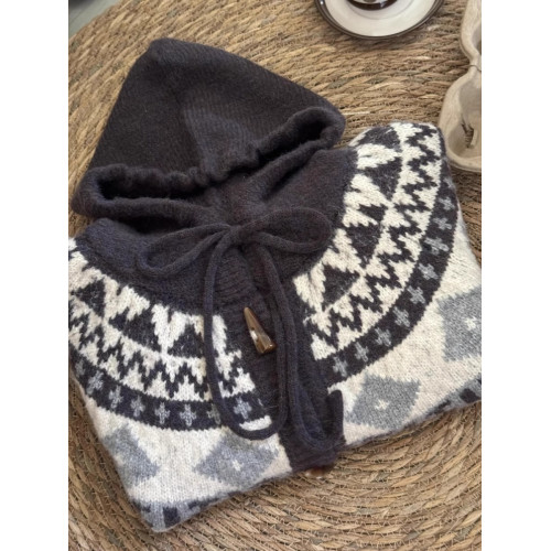 2024春秋新款費爾島古著牛角釦針織開衫毛衣女寬松加厚外套上衣冬