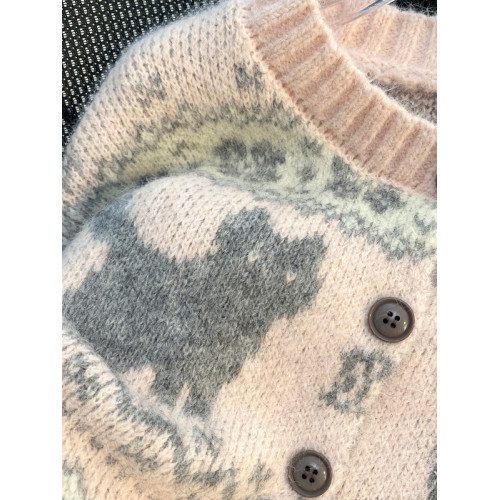 費爾島粉色甜美毛衣開衫女秋冬季2025新款慵懶風減齡針織外套上衣